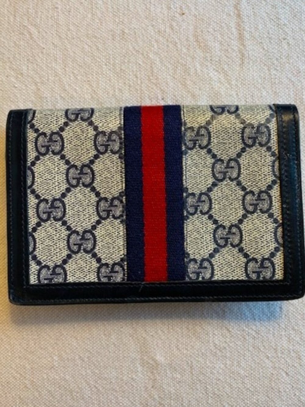 Vintage Gucci GG monogram Navy Sherry Line Wallet - Picture 3 of 12